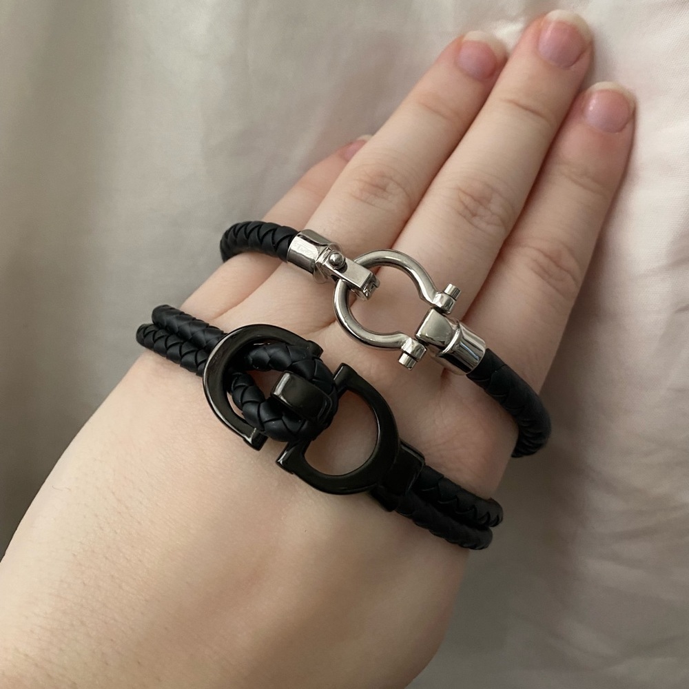 Two Mens Leather Bracelets